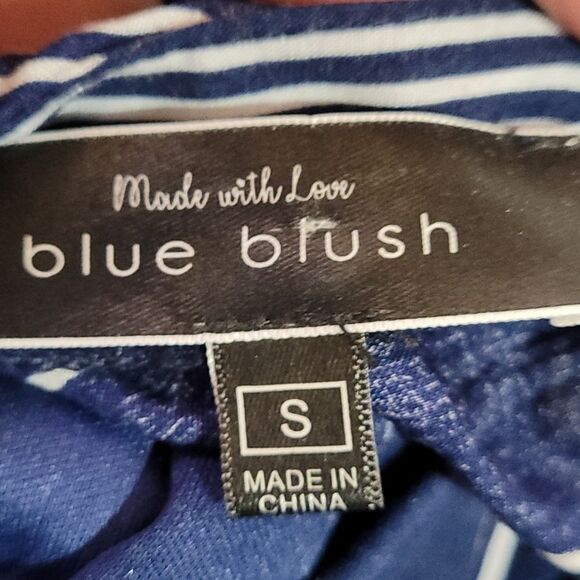 Blue Blush Navy Asymmetrical Striped Dress - Picture 4 of 4